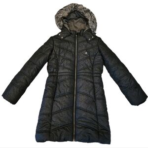 Calvin Klein black shimmer long puffer coat. Kids size Large (12/14).